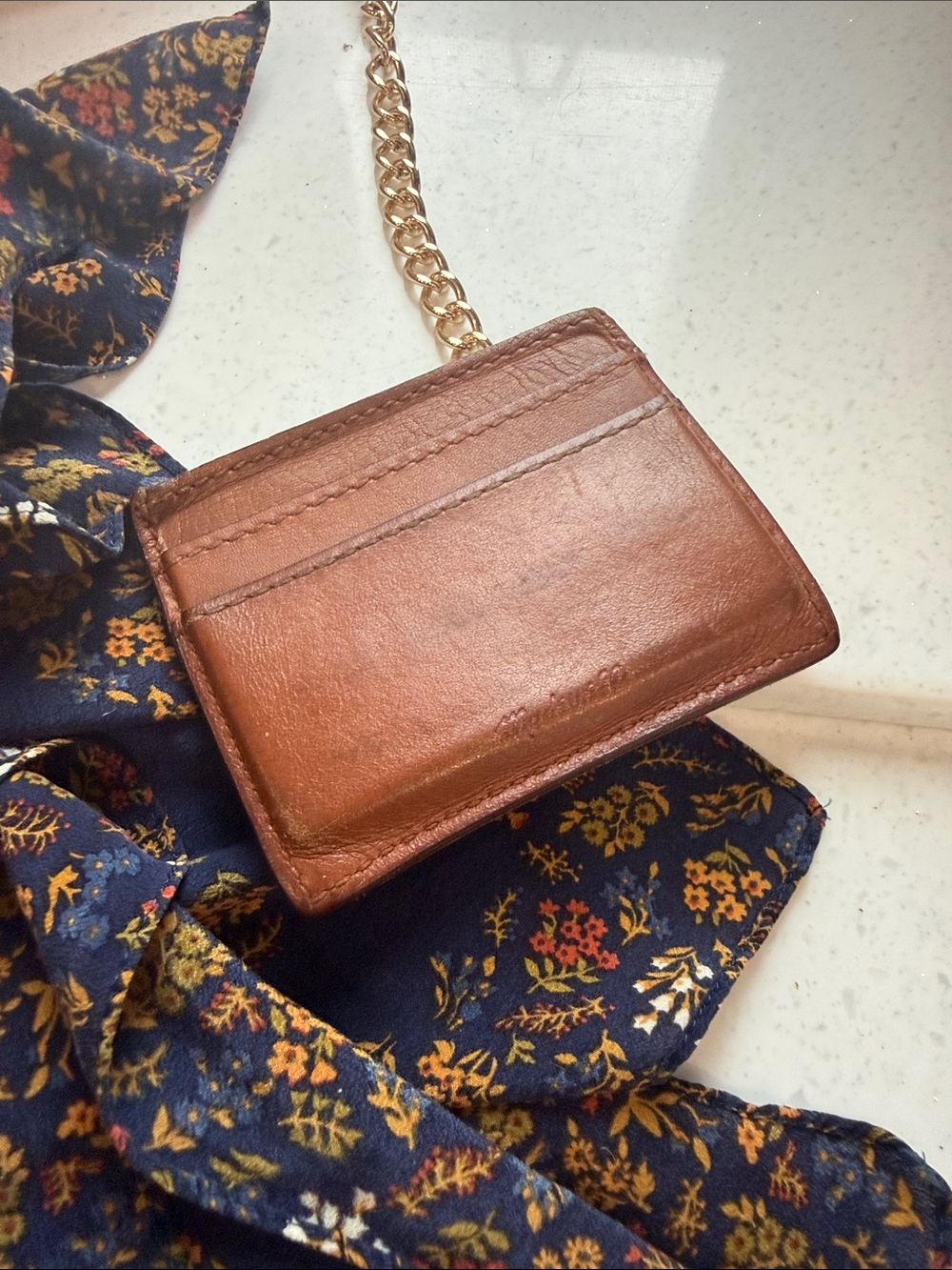 Madewell Brown Leather Card Holder Wallet Cognac